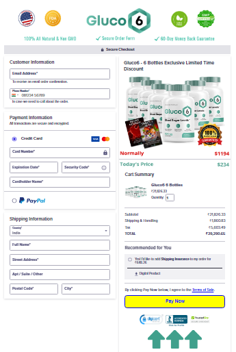 Gluco6 Secured order page